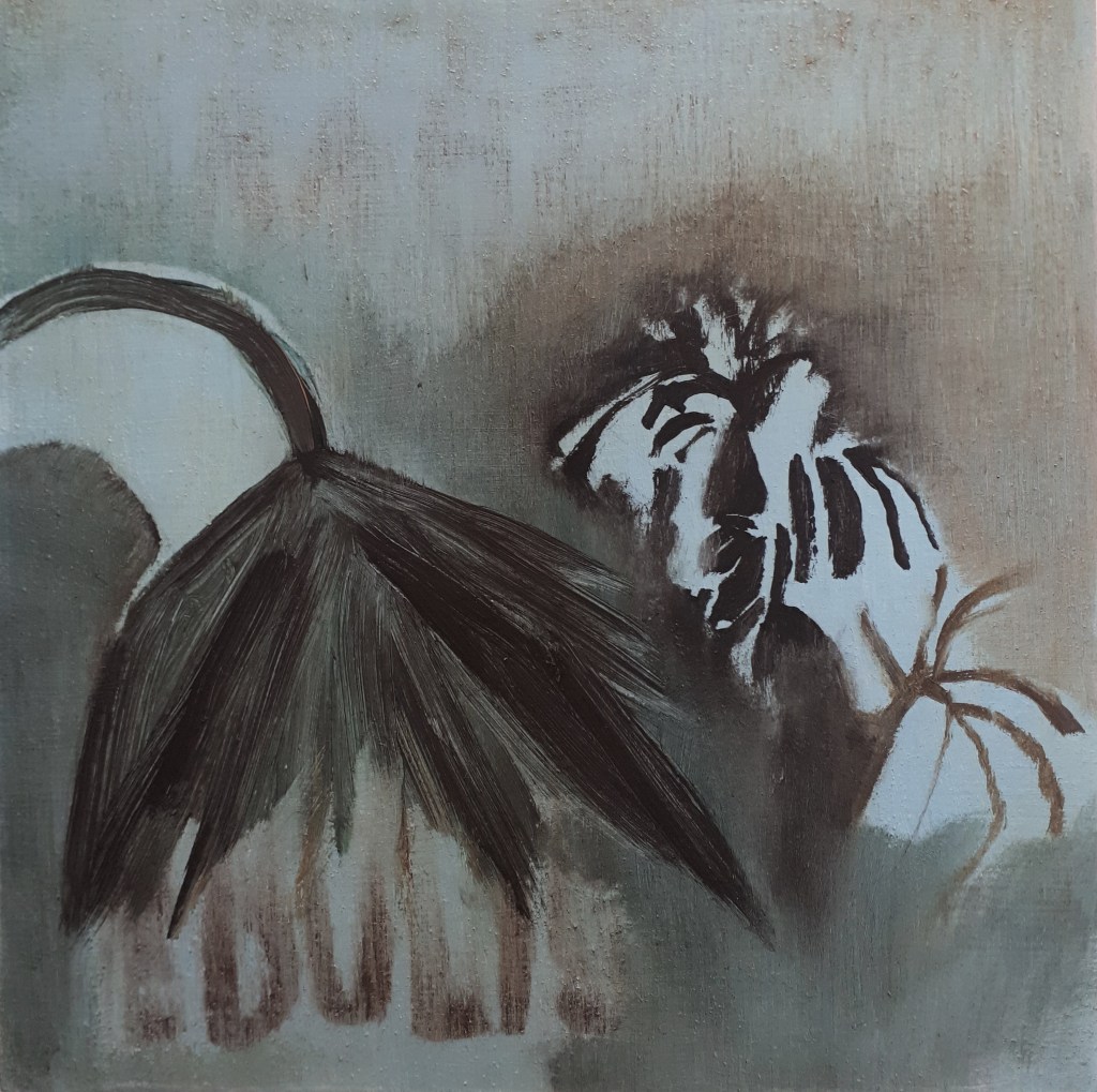 Edulis, oil on wood cradle, 6"x6"x2", 2021